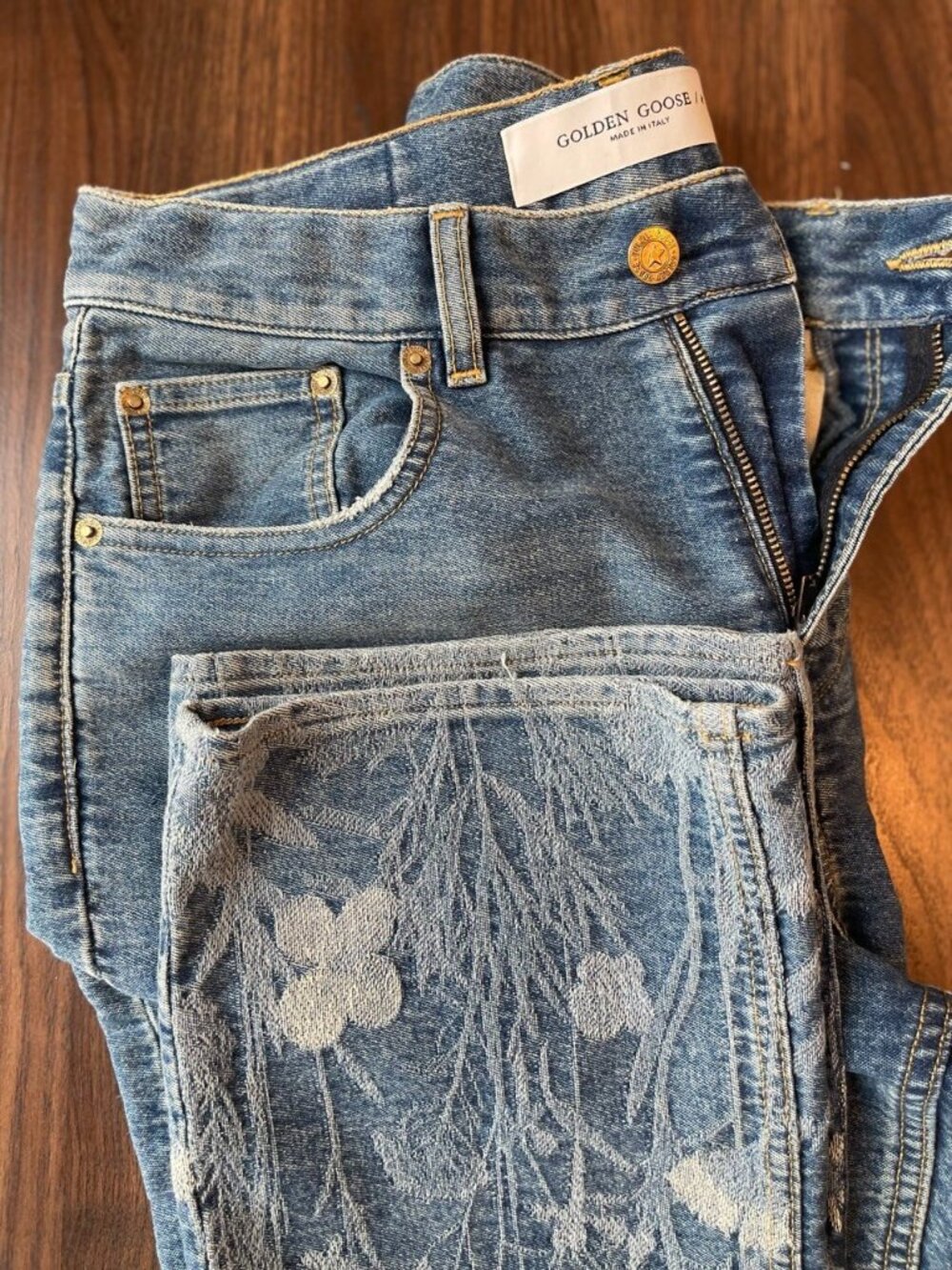 Golden Goose Laser-Etched Floral Denim Jeans 26